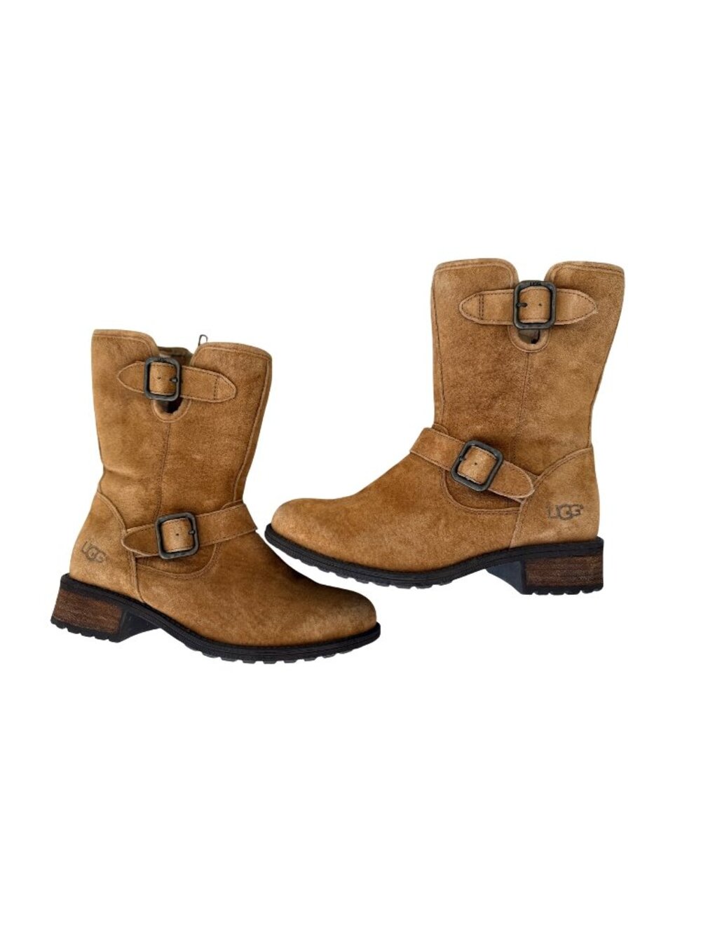 UGG Boots Size 6 Tan Chaney Moto Buckle Suede Size Zip Beige